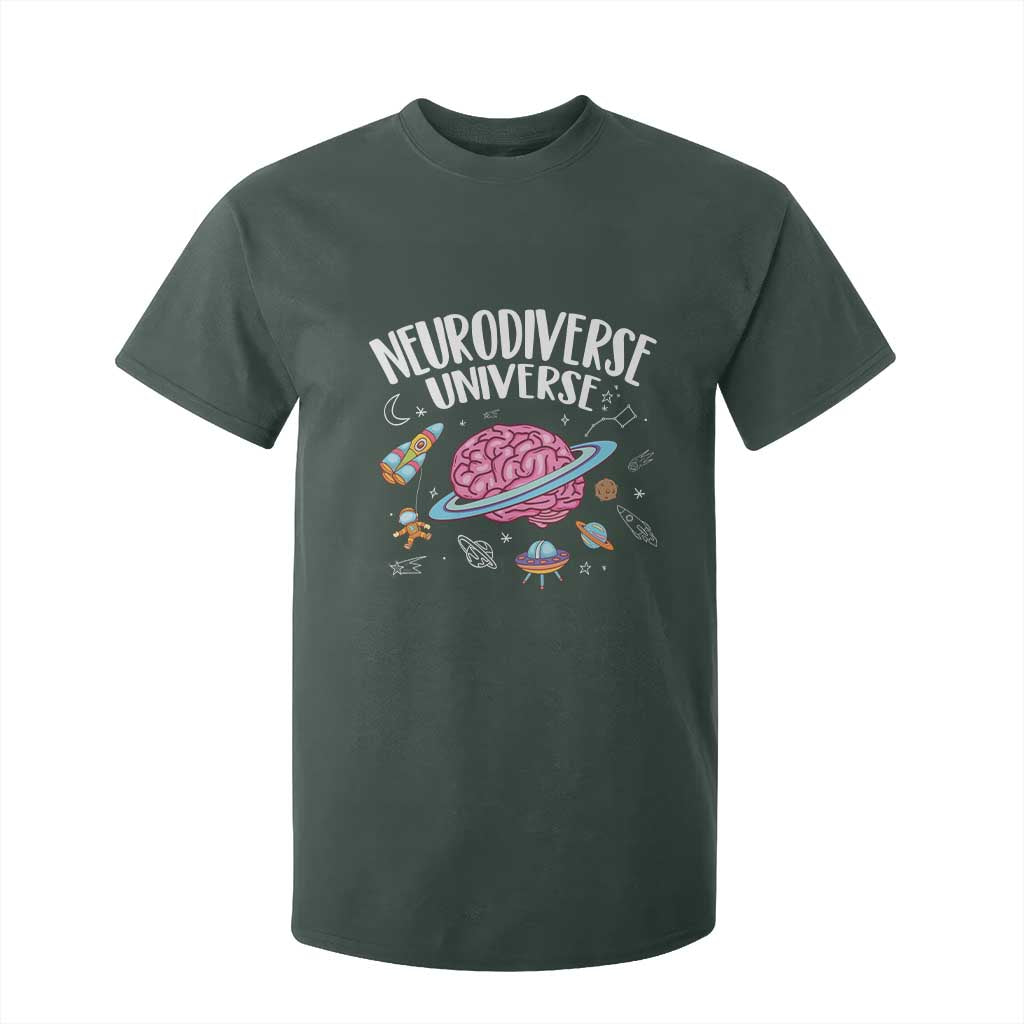 Neurodiversity T Shirt For Kid Neurodiverse Funny Brain Universe Autism ADHD ASD TS09 Dark Forest Green Printyourwear
