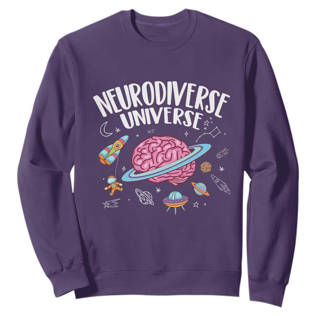 Neurodiversity Sweatshirt Neurodiverse Funny Brain Universe Autism ADHD ASD TS09 Purple Printyourwear