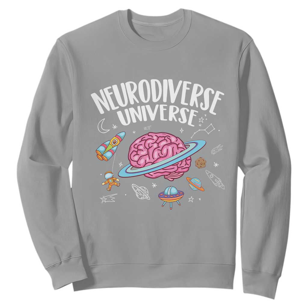 Neurodiversity Sweatshirt Neurodiverse Funny Brain Universe Autism ADHD ASD TS09 Sport Gray Printyourwear