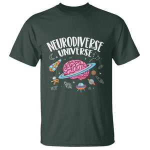 Neurodiversity T Shirt Neurodiverse Funny Brain Universe Autism ADHD ASD TS09 Dark Forest Green Printyourwear