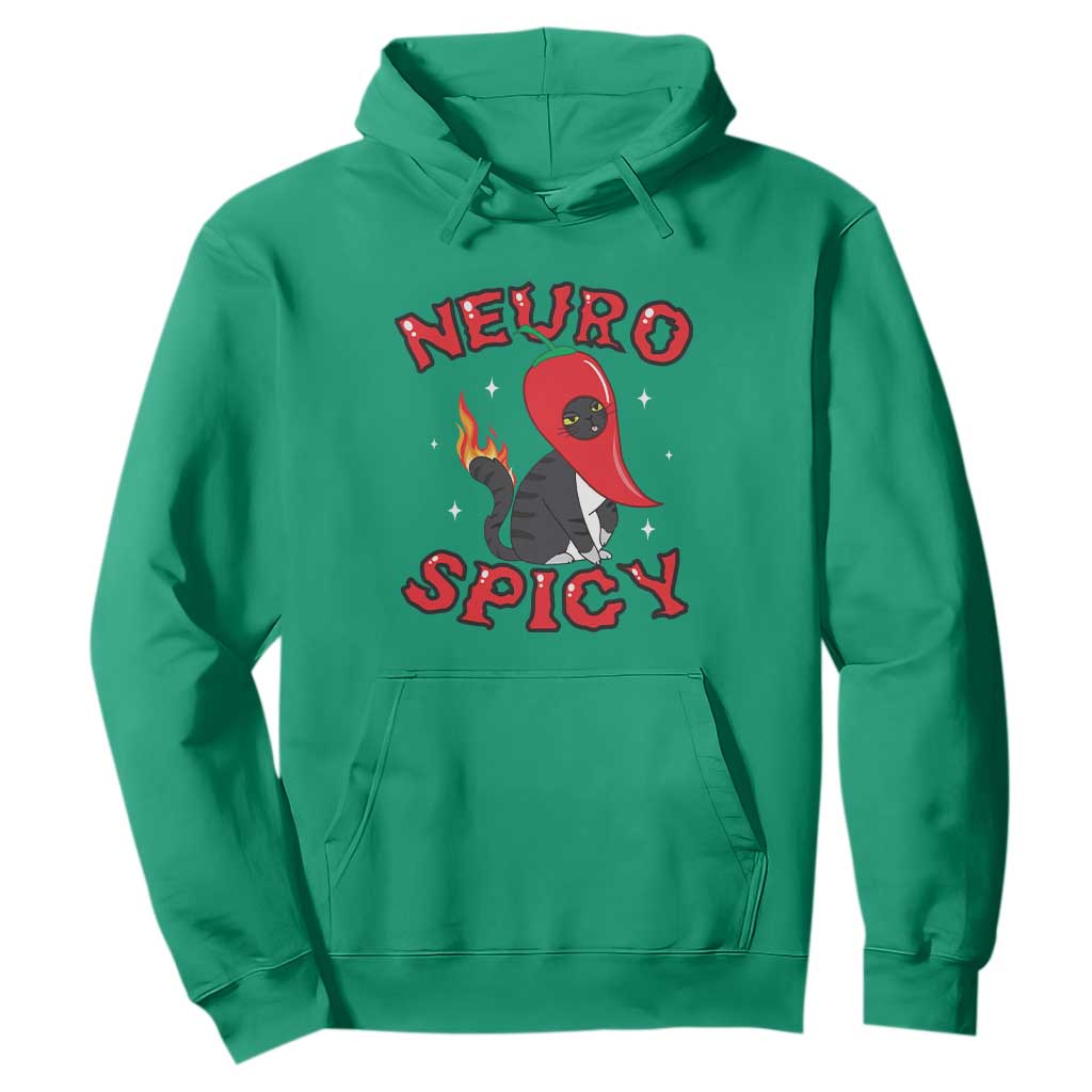 Neurodiversity Hoodie Neuro Spicy Funny Cat Lover Autism ADHD ASD TS09 Irish Green Printyourwear