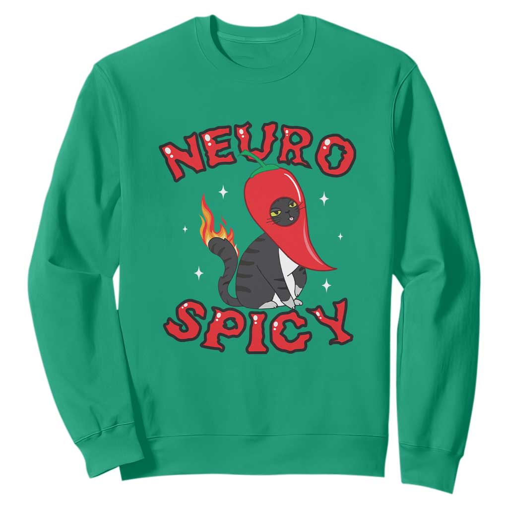 Neurodiversity Sweatshirt Neuro Spicy Funny Cat Lover Autism ADHD ASD TS09 Irish Green Printyourwear