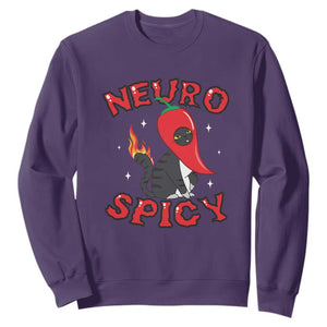 Neurodiversity Sweatshirt Neuro Spicy Funny Cat Lover Autism ADHD ASD TS09 Purple Printyourwear