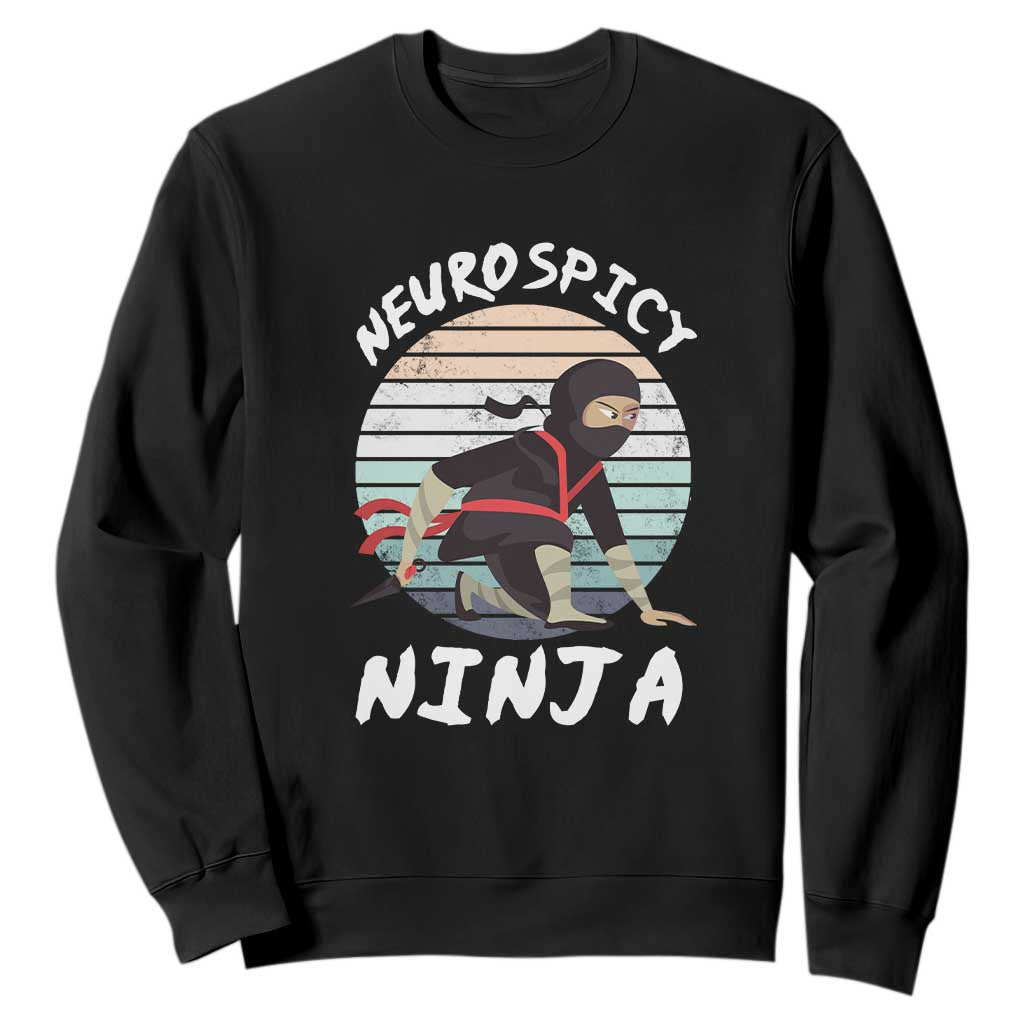 Neurodiversity Sweatshirt Neurospicy Ninja Autism ADHD ASD TS09 Black Printyourwear