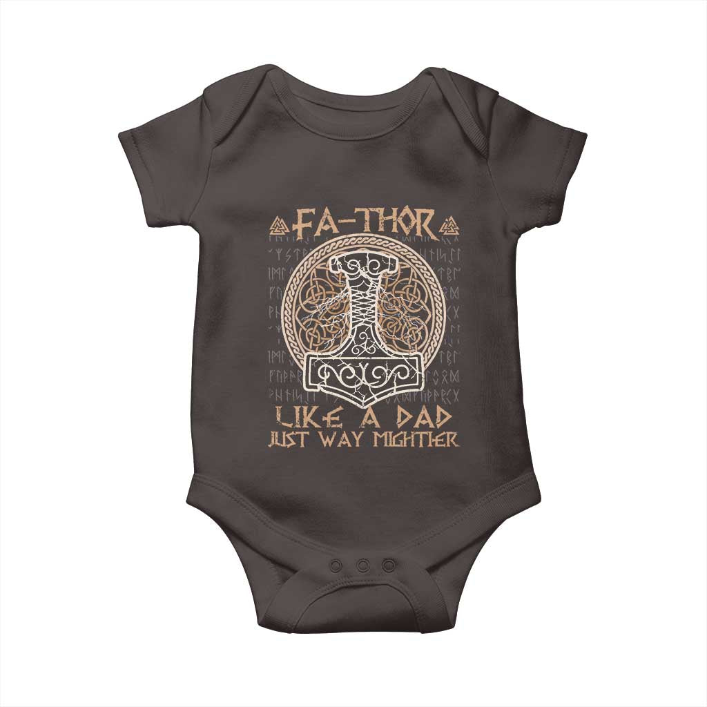 Funny Viking Dad Baby Onesie Fathor Like A Dad Just Way Mightier TS09 Dark Chocolate Print Your Wear