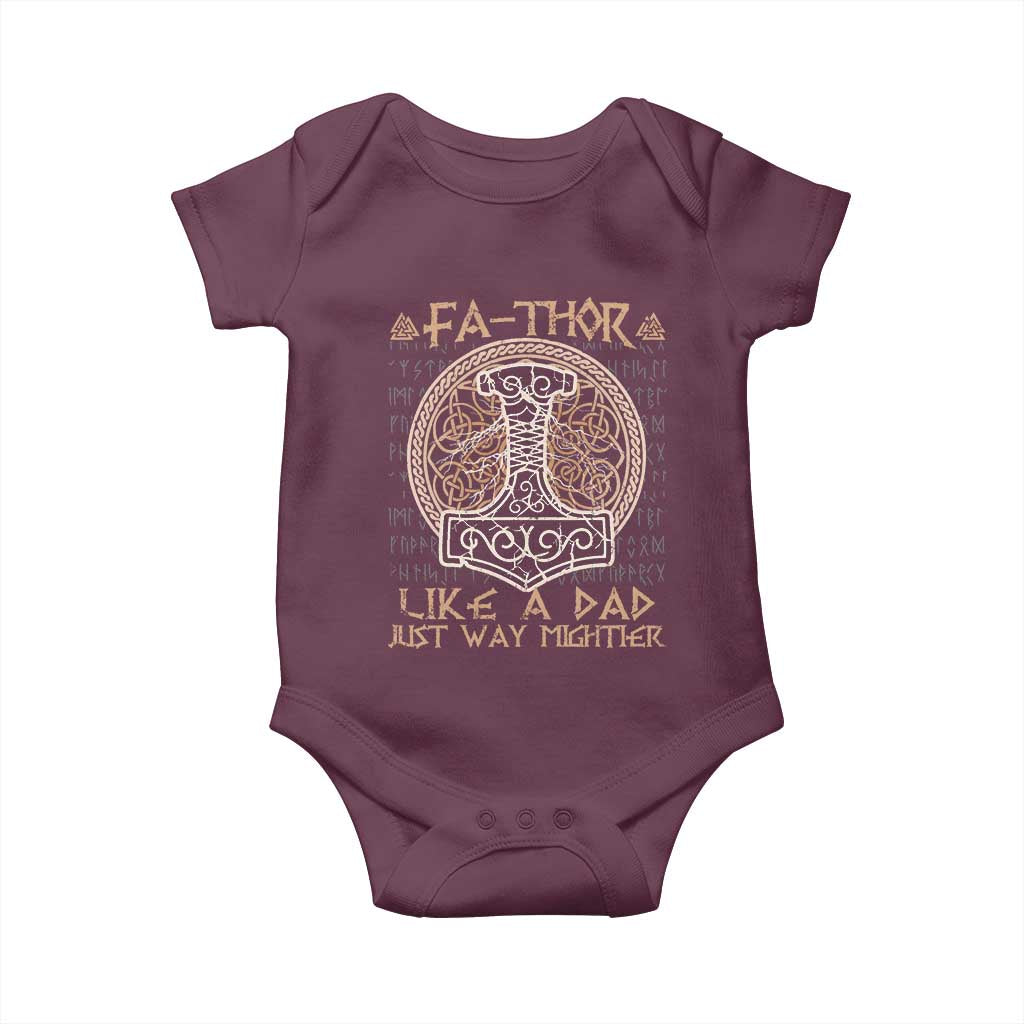 Funny Viking Dad Baby Onesie Fathor Like A Dad Just Way Mightier TS09 Maroon Print Your Wear