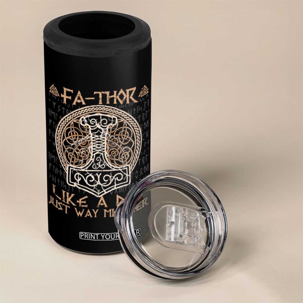 Funny Viking Dad 4 in 1 Can Cooler Tumbler Fathor Like A Dad Just Way Mightier TS09 Print Your Wear
