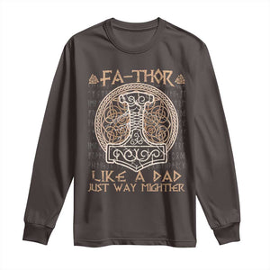 Funny Viking Dad Long Sleeve Shirt Fathor Like A Dad Just Way Mightier TS09 Dark Chocolate Print Your Wear