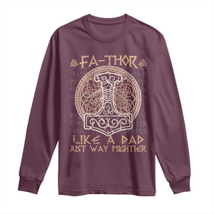 Funny Viking Dad Long Sleeve Shirt Fathor Like A Dad Just Way Mightier TS09 Maroon Print Your Wear