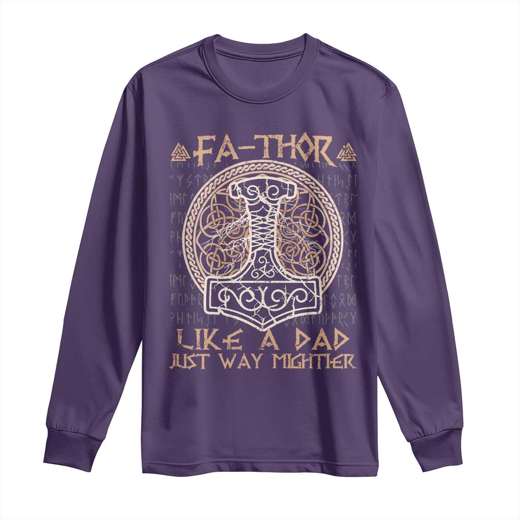 Funny Viking Dad Long Sleeve Shirt Fathor Like A Dad Just Way Mightier TS09 Purple Print Your Wear