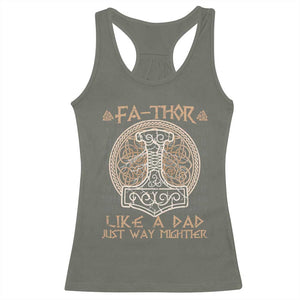 Funny Viking Dad Racerback Tank Top Fathor Like A Dad Just Way Mightier TS09 Military Green Print Your Wear