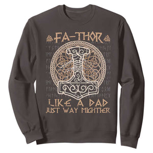 Funny Viking Dad Sweatshirt Fathor Like A Dad Just Way Mightier TS09 Dark Chocolate Print Your Wear