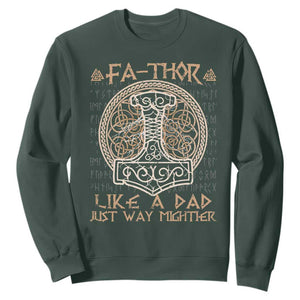Funny Viking Dad Sweatshirt Fathor Like A Dad Just Way Mightier TS09 Dark Forest Green Print Your Wear
