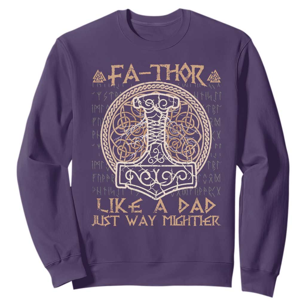 Funny Viking Dad Sweatshirt Fathor Like A Dad Just Way Mightier TS09 Purple Print Your Wear