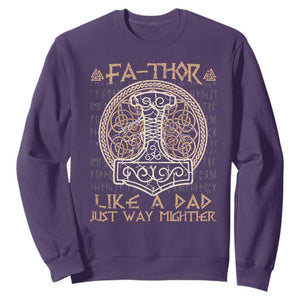 Funny Viking Dad Sweatshirt Fathor Like A Dad Just Way Mightier TS09 Purple Print Your Wear