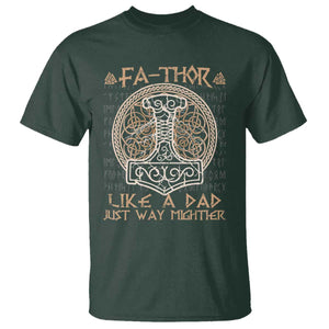 Funny Viking Dad T Shirt Fathor Like A Dad Just Way Mightier TS09 Dark Forest Green Print Your Wear