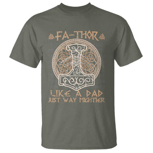 Funny Viking Dad T Shirt Fathor Like A Dad Just Way Mightier TS09 Military Green Print Your Wear