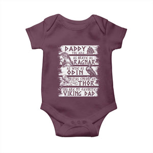 Viking Dad Baby Onesie As Brave As Ragnar As Wise As Odin As Strong As Thor TS09 Maroon Print Your Wear
