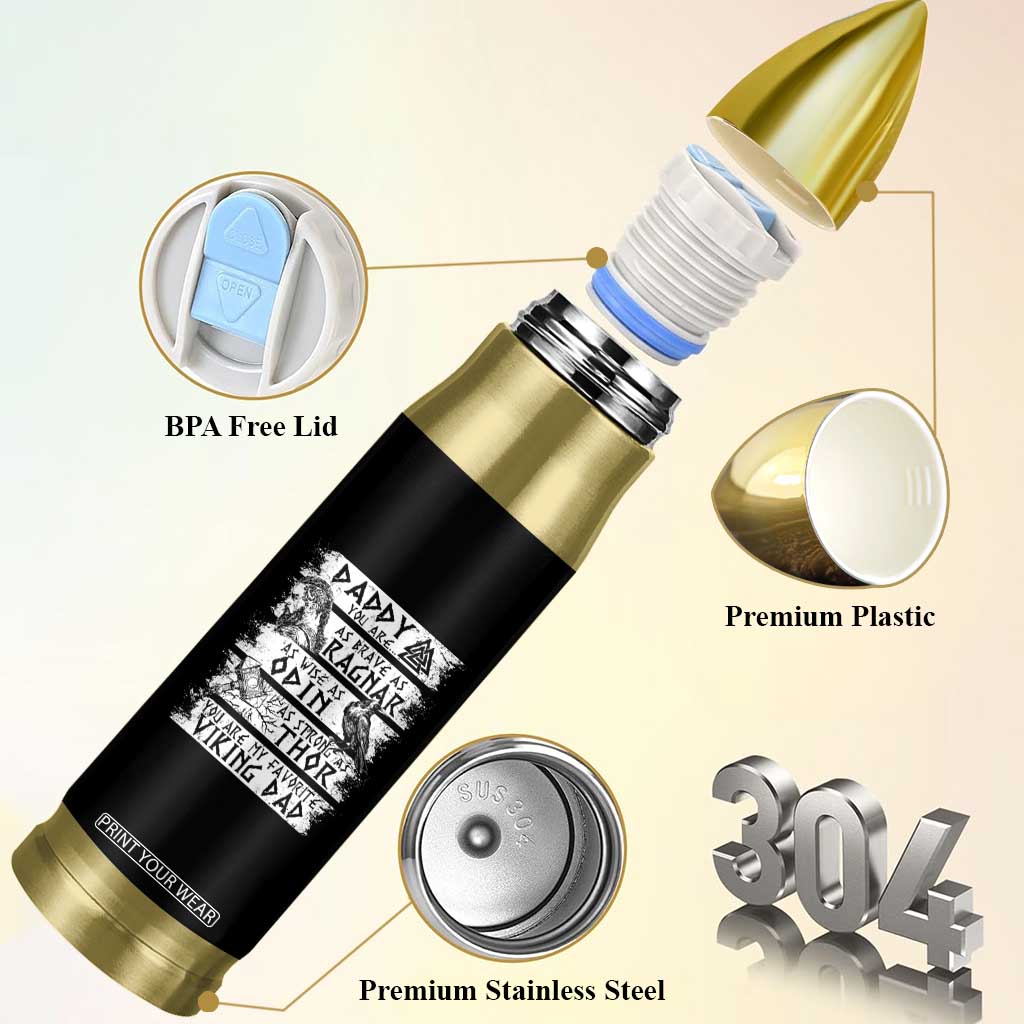 Viking Dad Bullet Tumbler As Brave As Ragnar As Wise As Odin As Strong As Thor TS09 Print Your Wear