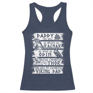 Viking Dad Racerback Tank Top As Brave As Ragnar As Wise As Odin As Strong As Thor TS09 Navy Print Your Wear