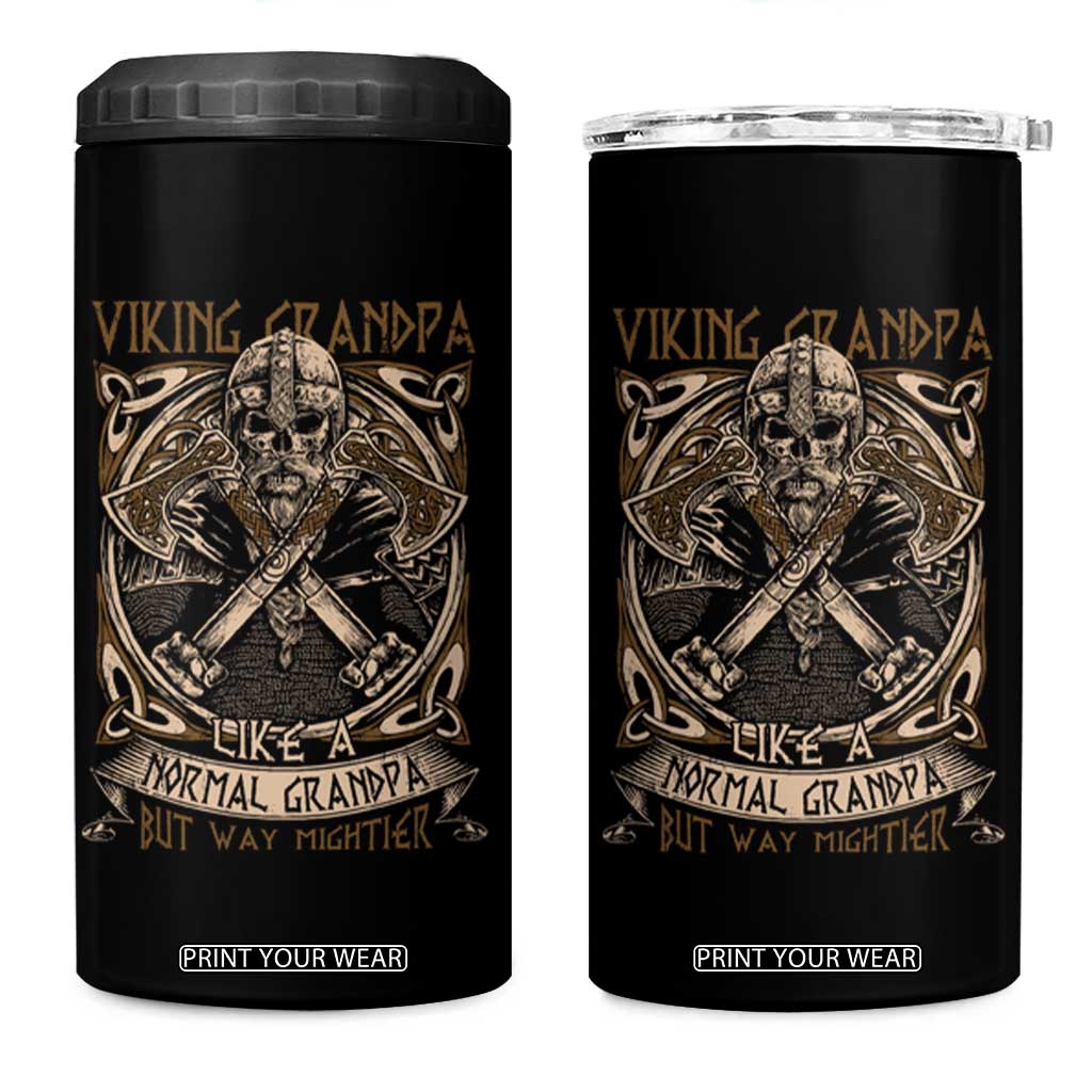 Viking Grandpa 4 in 1 Can Cooler Tumbler Like A Normal Grandpa But Way Mightier TS09 One Size: 16 oz Black Print Your Wear