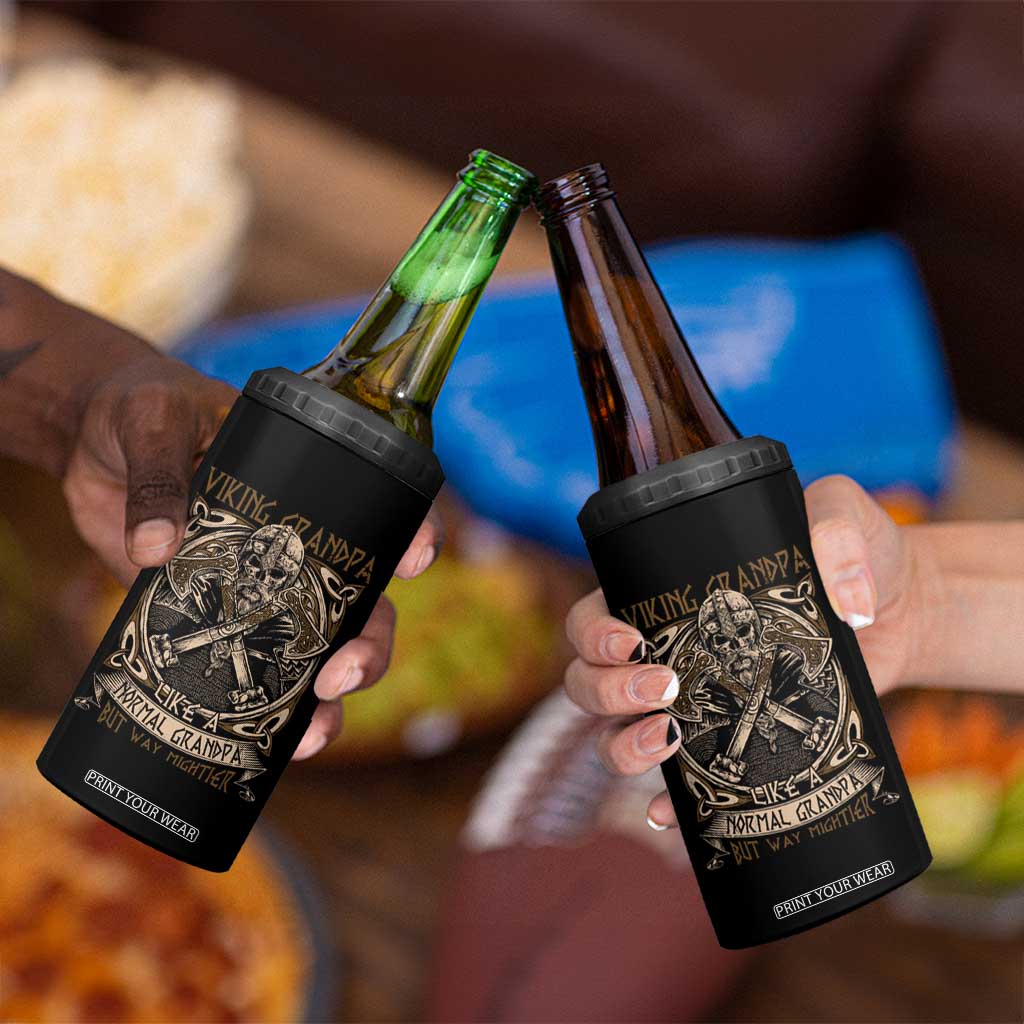 Viking Grandpa 4 in 1 Can Cooler Tumbler Like A Normal Grandpa But Way Mightier TS09 Print Your Wear