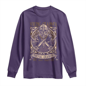 Viking Grandpa Long Sleeve Shirt Like A Normal Grandpa But Way Mightier TS09 Purple Print Your Wear