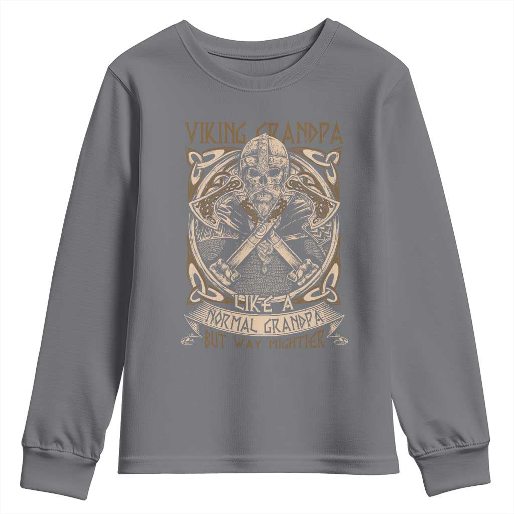 Viking Grandpa Youth Sweatshirt Like A Normal Grandpa But Way Mightier TS09 Charcoal Print Your Wear