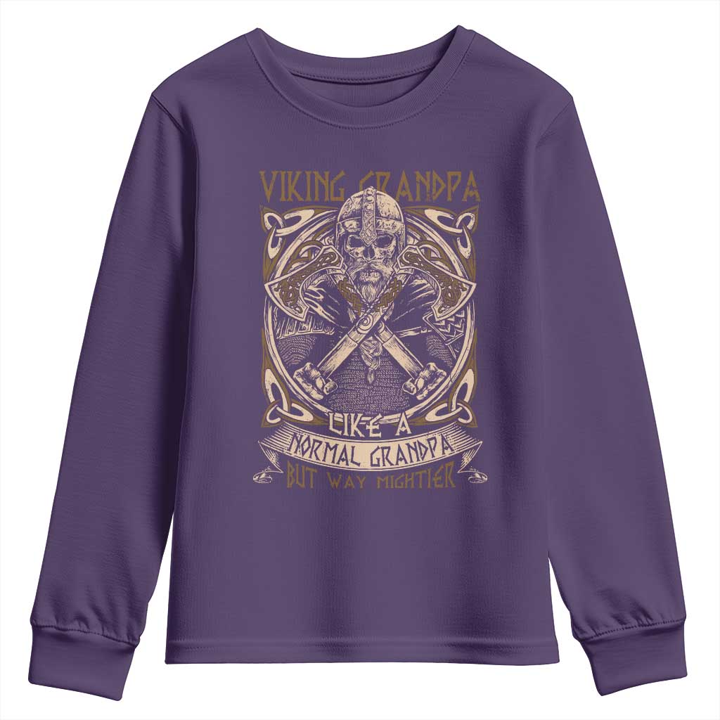 Viking Grandpa Youth Sweatshirt Like A Normal Grandpa But Way Mightier TS09 Purple Print Your Wear