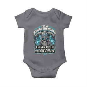 Viking Baby Onesie I Am A Man Of The Norse I Fear Odin And My Wife TS09 Charcoal Print Your Wear