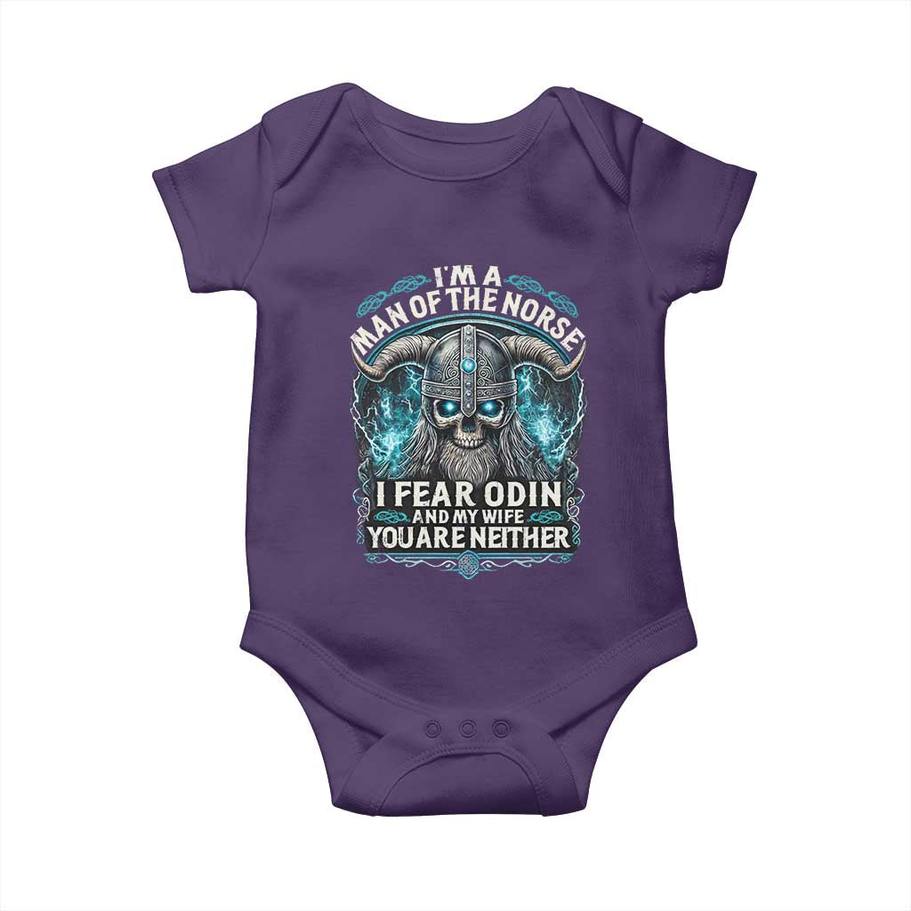 Viking Baby Onesie I Am A Man Of The Norse I Fear Odin And My Wife TS09 Purple Print Your Wear