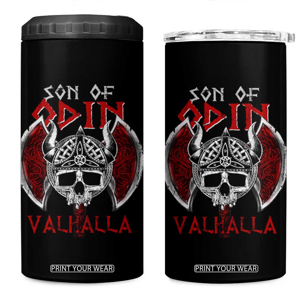 Viking 4 in 1 Can Cooler Tumbler Son Of Odin VALHALLA Norse Mythology TS09 One Size: 16 oz Black Print Your Wear