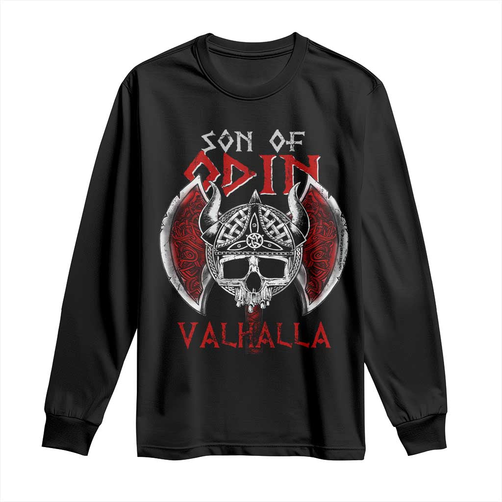 Viking Long Sleeve Shirt Son Of Odin VALHALLA Norse Mythology TS09 Black Print Your Wear