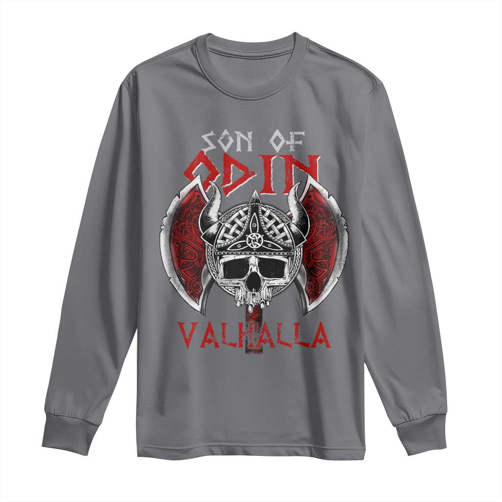 Viking Long Sleeve Shirt Son Of Odin VALHALLA Norse Mythology TS09 Charcoal Print Your Wear