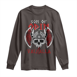 Viking Long Sleeve Shirt Son Of Odin VALHALLA Norse Mythology TS09 Dark Chocolate Print Your Wear