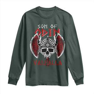 Viking Long Sleeve Shirt Son Of Odin VALHALLA Norse Mythology TS09 Dark Forest Green Print Your Wear