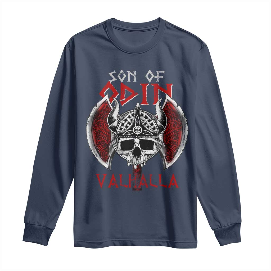 Viking Long Sleeve Shirt Son Of Odin VALHALLA Norse Mythology TS09 Navy Print Your Wear