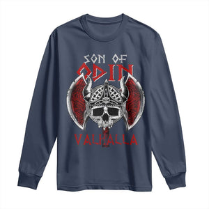 Viking Long Sleeve Shirt Son Of Odin VALHALLA Norse Mythology TS09 Navy Print Your Wear