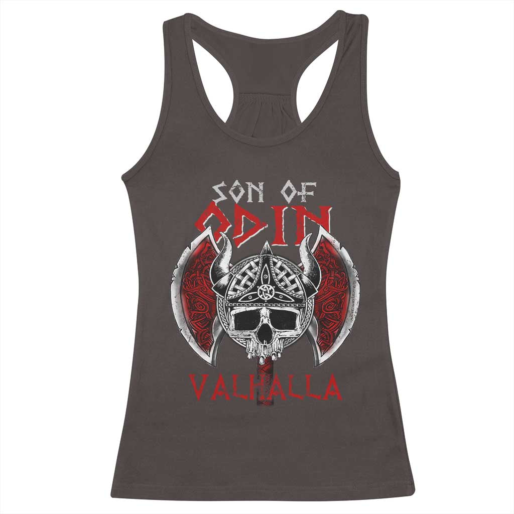 Viking Racerback Tank Top Son Of Odin VALHALLA Norse Mythology TS09 Dark Chocolate Print Your Wear