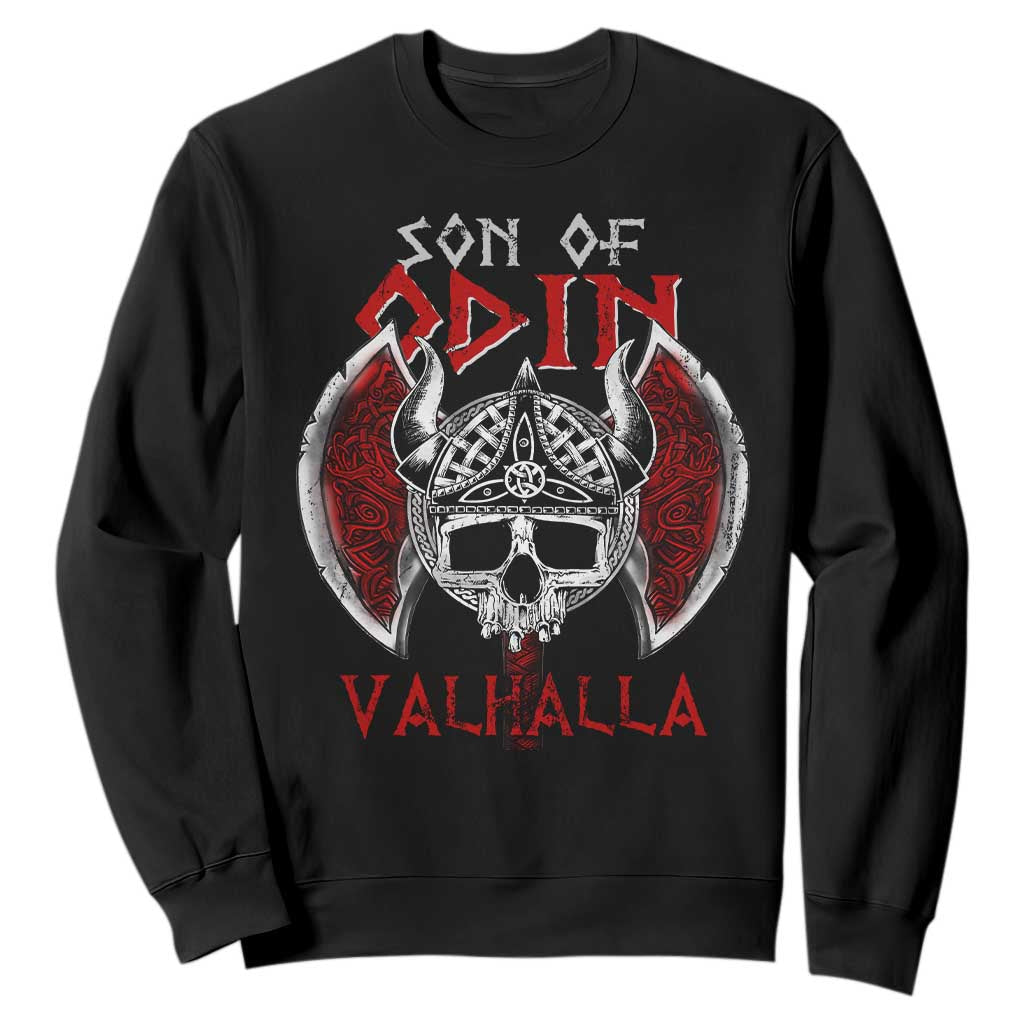 Viking Sweatshirt Son Of Odin VALHALLA Norse Mythology TS09 Black Print Your Wear