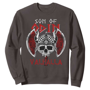 Viking Sweatshirt Son Of Odin VALHALLA Norse Mythology TS09 Dark Chocolate Print Your Wear