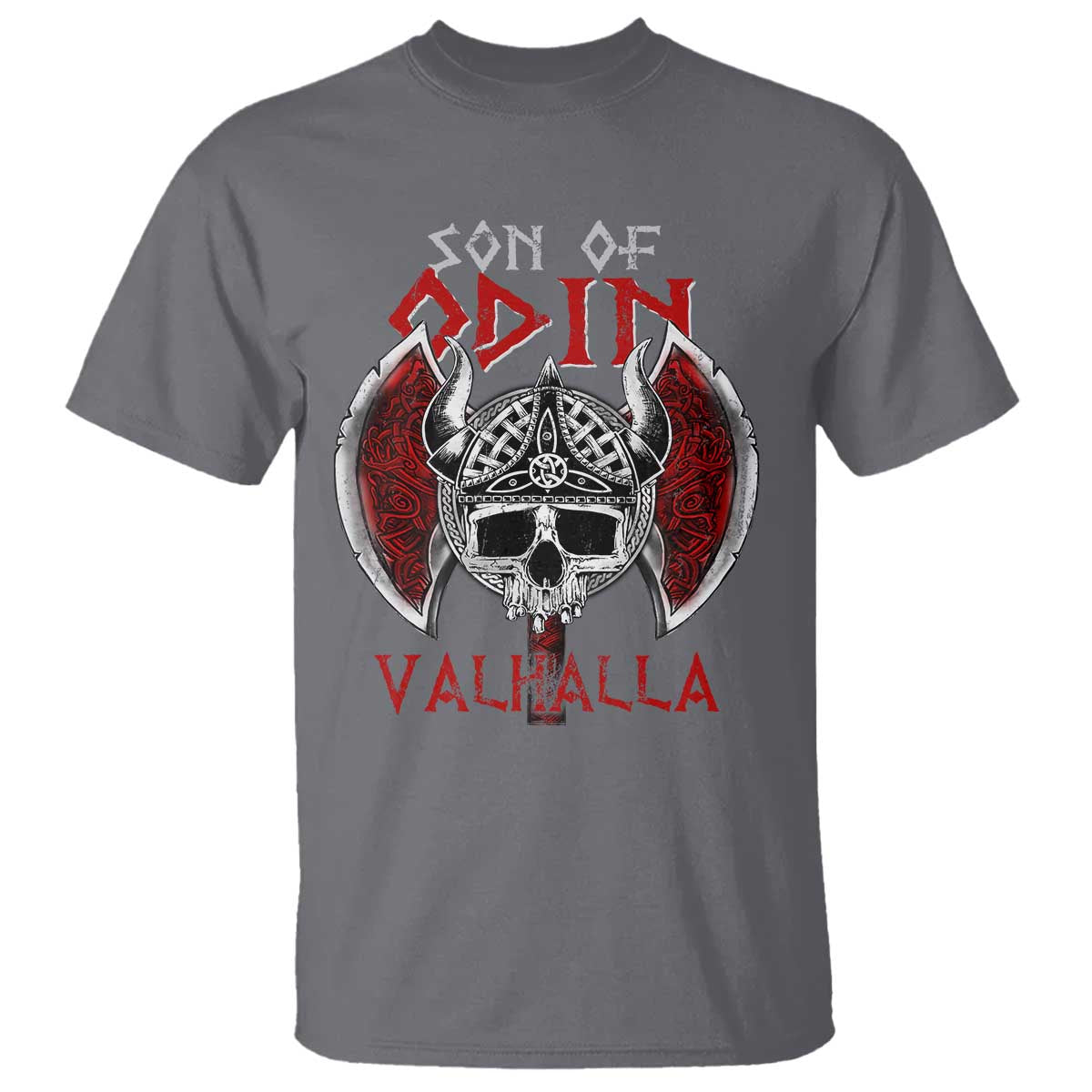 Viking T Shirt Son Of Odin VALHALLA Norse Mythology TS09 Charcoal Print Your Wear