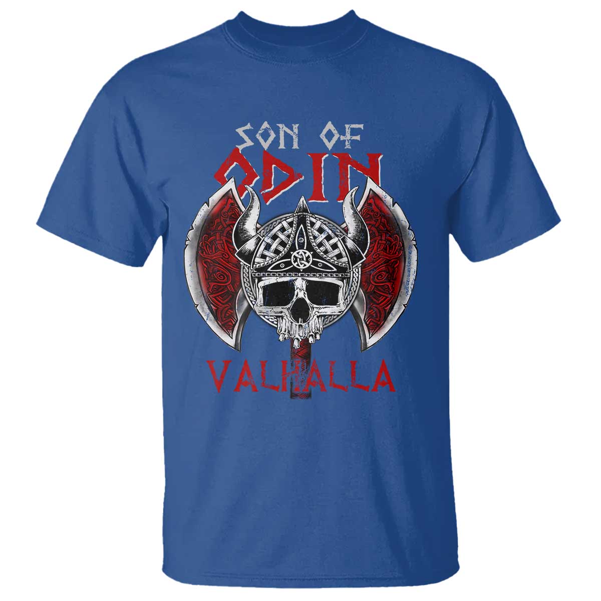 Viking T Shirt Son Of Odin VALHALLA Norse Mythology TS09 Royal Blue Print Your Wear