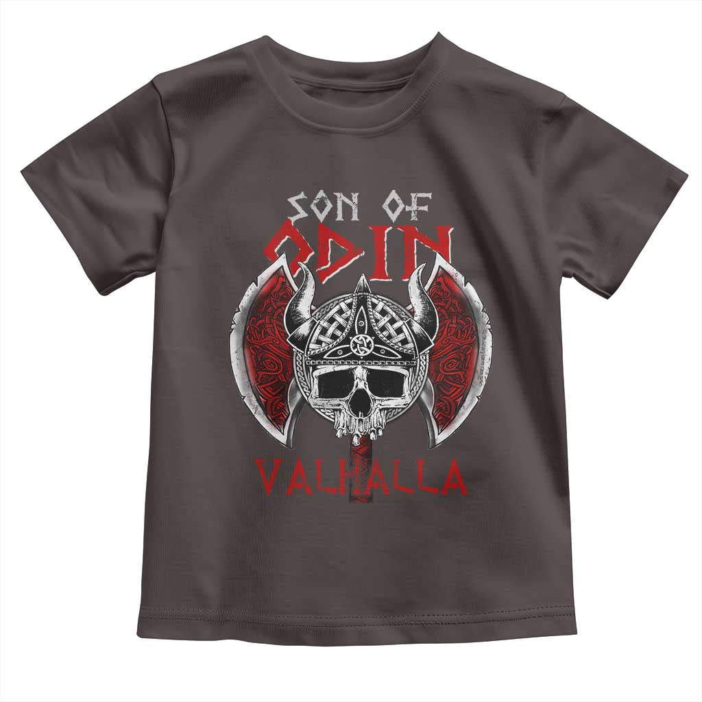 Viking Toddler T Shirt Son Of Odin VALHALLA Norse Mythology TS09 Dark Chocolate Print Your Wear
