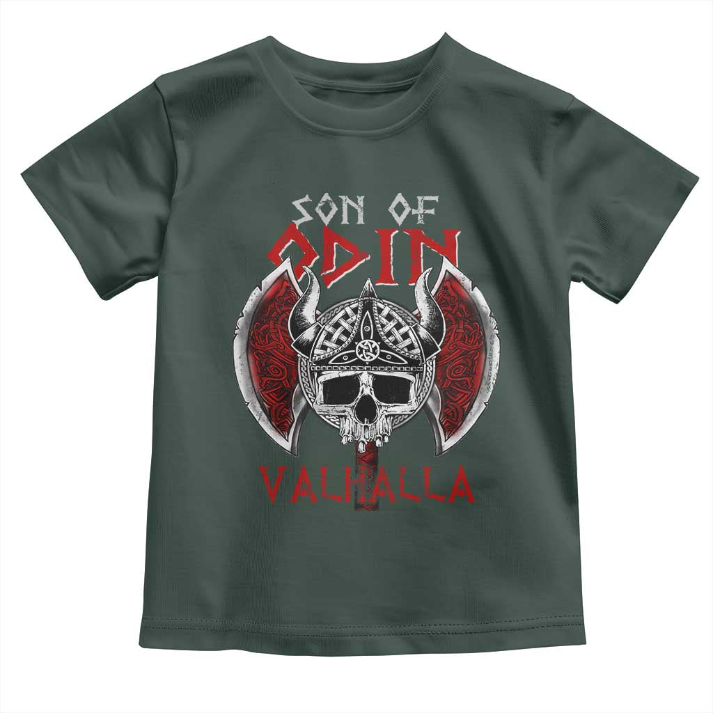Viking Toddler T Shirt Son Of Odin VALHALLA Norse Mythology TS09 Dark Forest Green Print Your Wear
