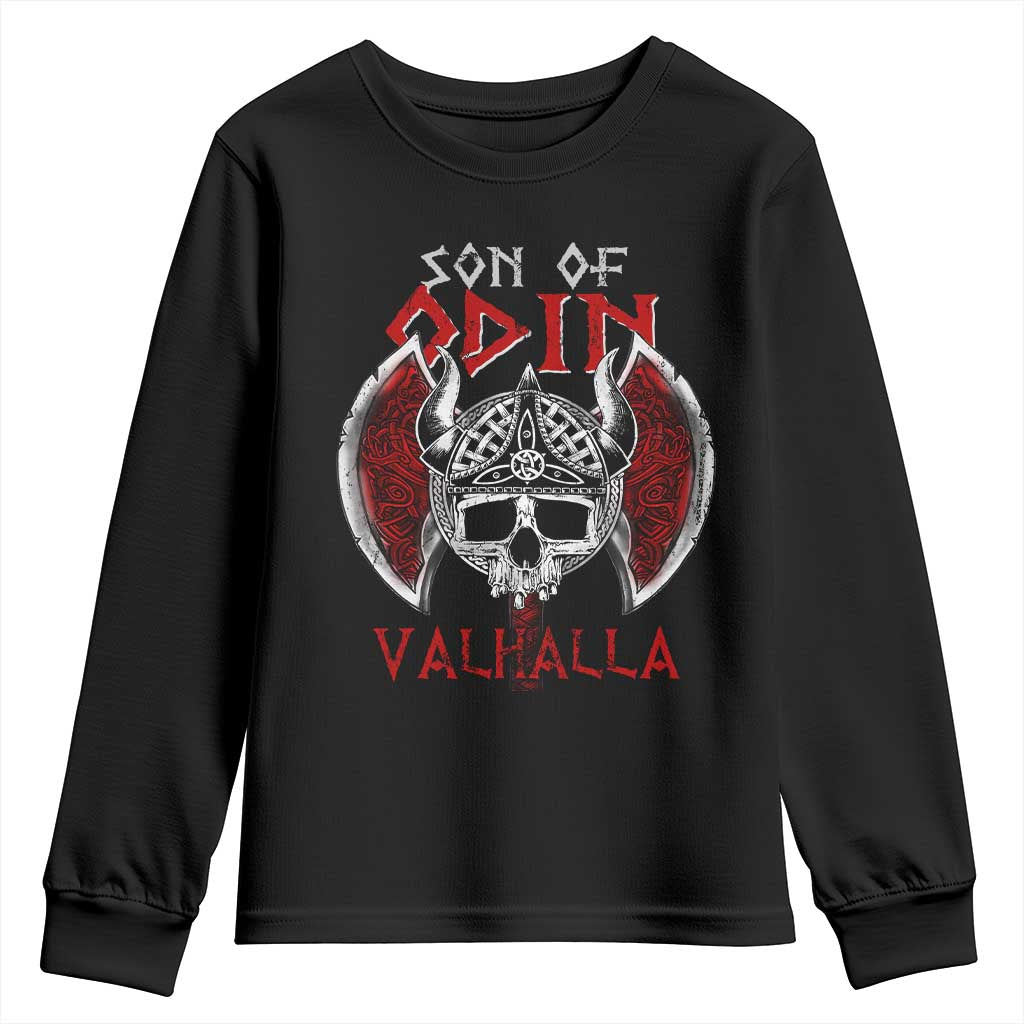 Viking Youth Sweatshirt Son Of Odin VALHALLA Norse Mythology TS09 Black Print Your Wear