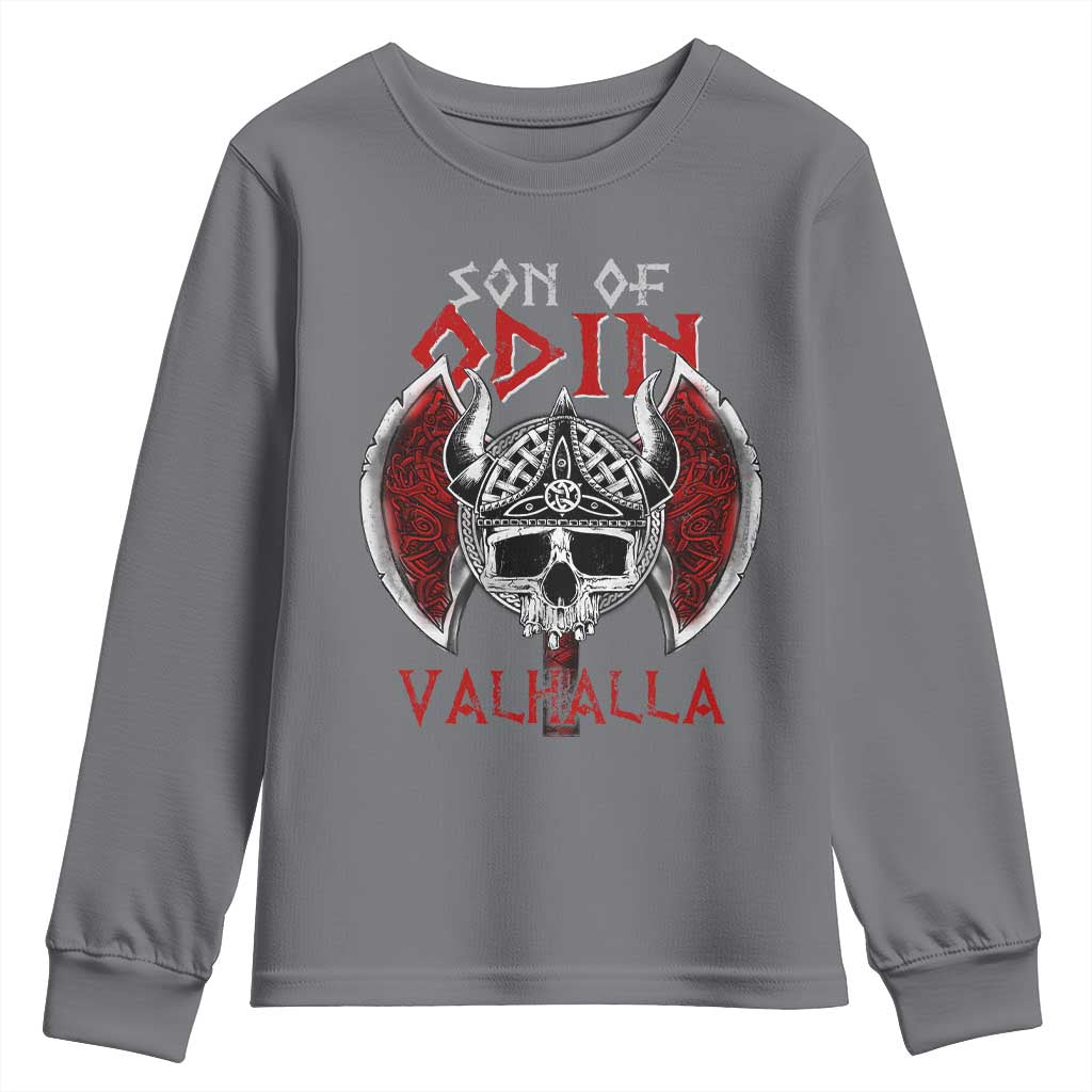 Viking Youth Sweatshirt Son Of Odin VALHALLA Norse Mythology TS09 Charcoal Print Your Wear