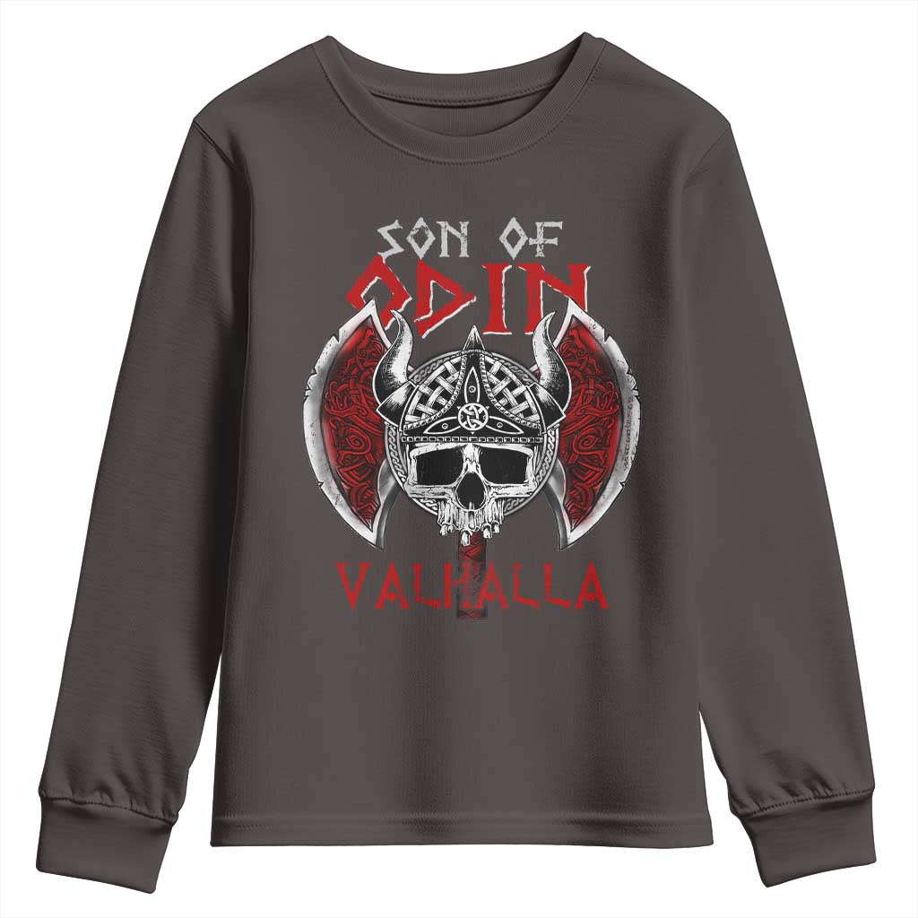Viking Youth Sweatshirt Son Of Odin VALHALLA Norse Mythology TS09 Dark Chocolate Print Your Wear