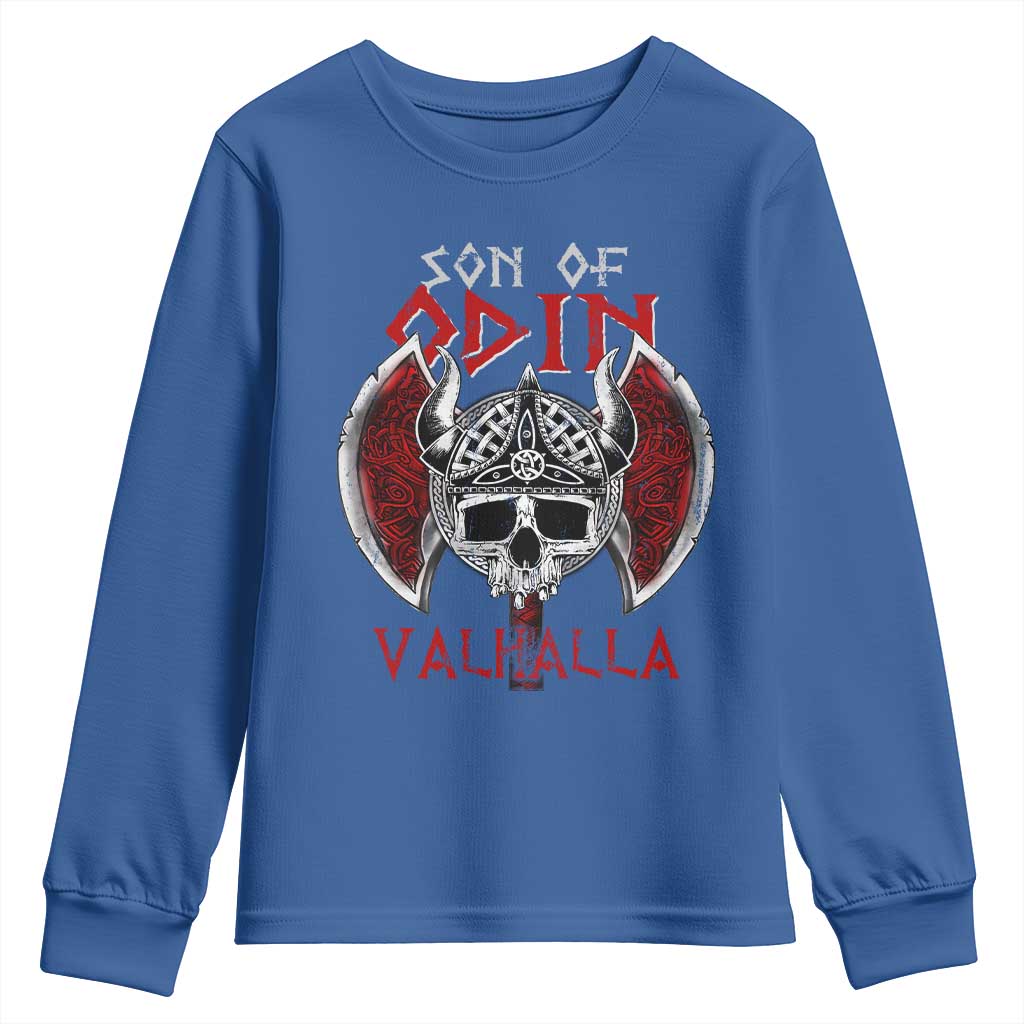 Viking Youth Sweatshirt Son Of Odin VALHALLA Norse Mythology TS09 Royal Blue Print Your Wear