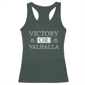 Viking Racerback Tank Top Victory Or Valhalla Norse Mythology TS09 Dark Forest Green Print Your Wear